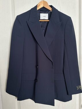 Wilfred Navy Double-Breasted Tailored Blazer